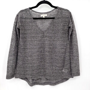 Aeropostale Women's Sweater XS Gray Open Knit Loose V-neck Pullover Casual